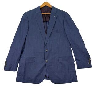 NEW J. Hilburn Mens 46L Blazer Blue Wool Estrato Italian Tailored Sport Coat
